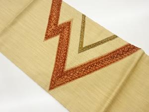 変わり織幾何学模様織出し開き名古屋帯（額縁仕立て）